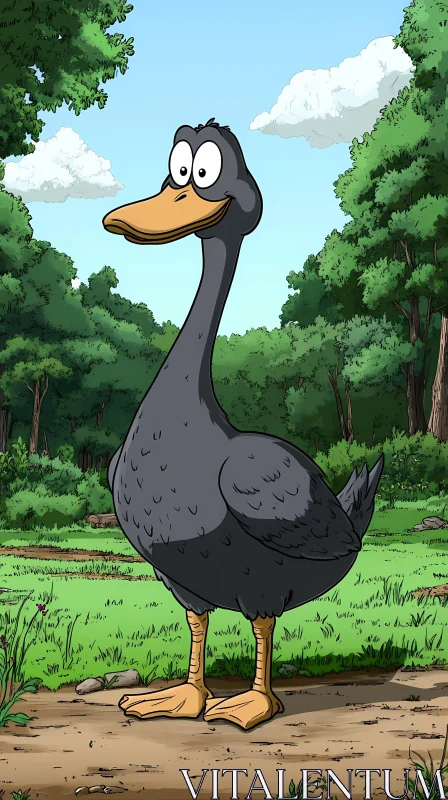 Cartoon Duck in Nature AI Image