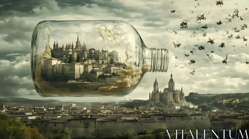 AI ART Urban Dream in Glass Container