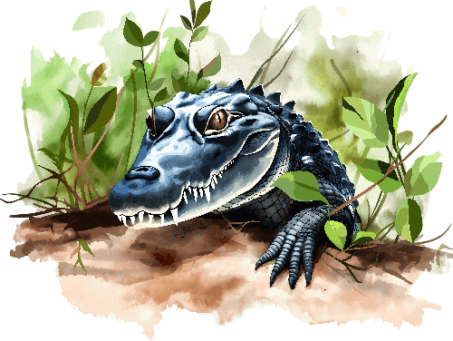 Blue Crocodile with Open Mouth on Transparent Background POD Design