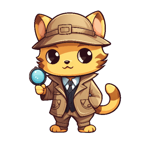 POD Design Cartoon Cat Detective Illustration