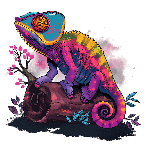 Colorful Chameleon Digital Art for T-Shirt Design POD Design