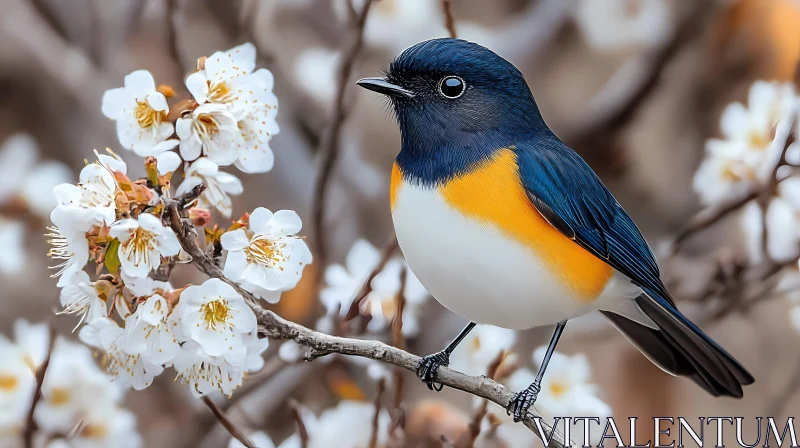 Springtime Bird Among Blossoms AI Image