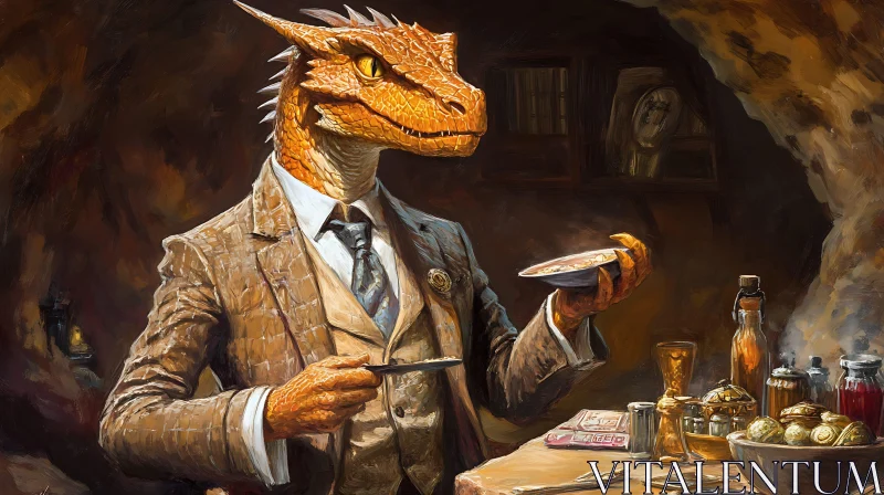 Dapper Dragon Dining AI Image