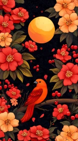 Bird in a Floral Paradise