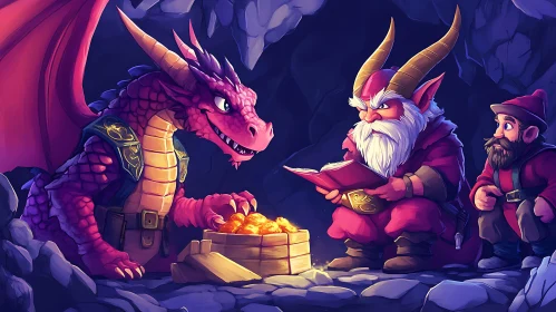 A Dragon's Hoard with Gnome Protectors