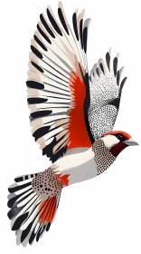 Colorful Bird Illustration with Detailed Wings