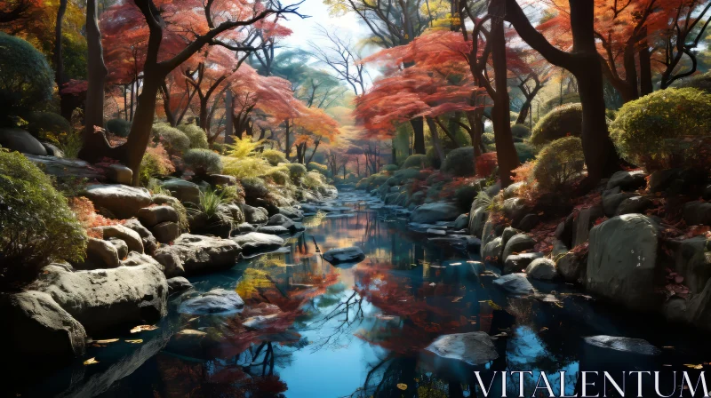 Japanese Landscape Forest Autumn: A Captivating Artistic Interpretation AI Image