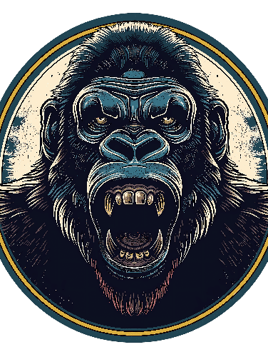 POD Design Vintage Roaring Gorilla Head Illustration for T-Shirt