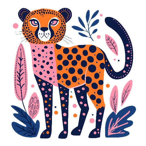 Whimsical Cheetah Jungle Illustration for Youthful Merchandise