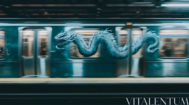 AI ART Mythical Dragon Subway Ride