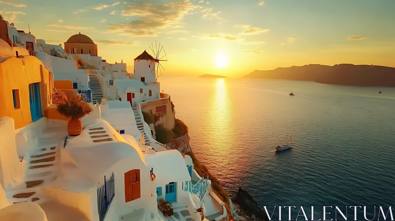 AI ART Aegean Sunset over Santorini