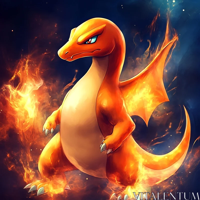 Fiery Dragon with Glowing Orange Scales AI Image