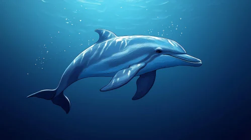 Oceanic Dolphin in Blue Tranquility