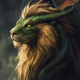 Majestic Dragon-Lion Hybrid Portrait