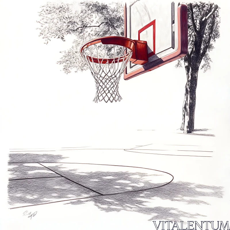 Monochrome Basketball Art AI Image