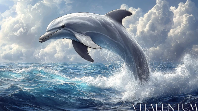 Oceanic Dolphin Jumping AI Image