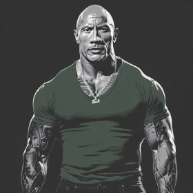 Dwayne 'The Rock' Johnson Monochrome Illustration