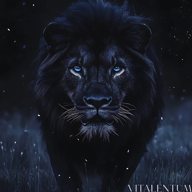 AI ART Lion with Blue Eyes