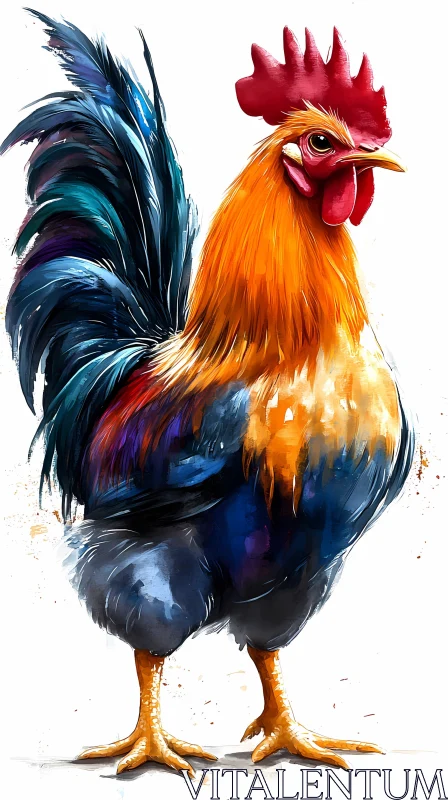 AI ART Colorful Rooster Illustration