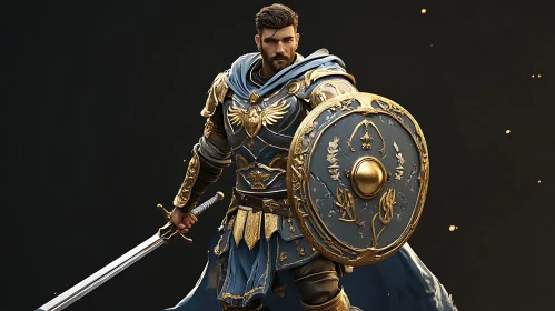 Armored Warrior with Sword and Shield