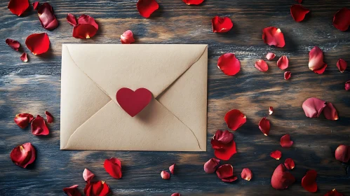 Romantic Letter with Heart and Roses