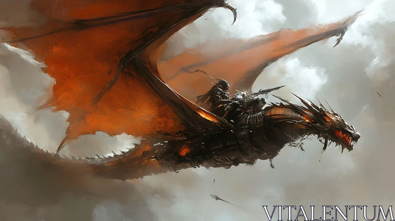 Dragon Rider in the Misty Skies AI Image