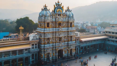 Indian Temple with Ornate Facade