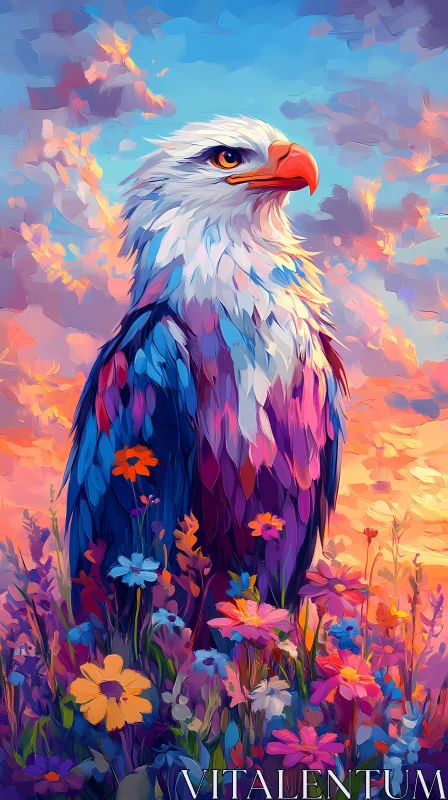 AI ART Eagle Among Blossoms