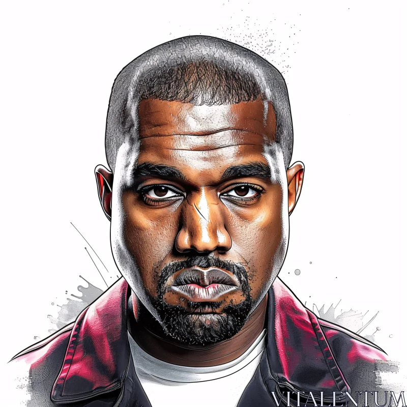 Intense Kanye West Digital Portrait AI Image