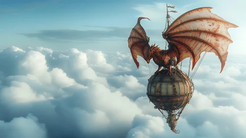 Fantasy Steampunk Dragon Airship