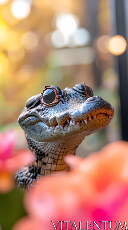 Floral Alligator in Sunglasses AI Image