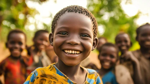 Joyful Child Portrait with Smiling Friends