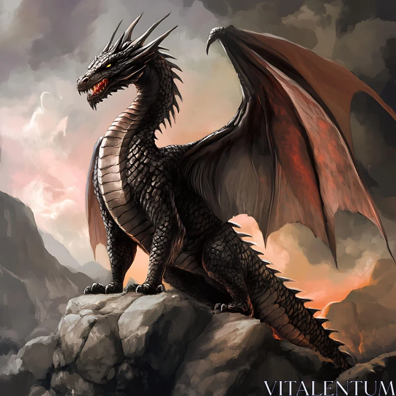 AI ART Fantasy Dragon on Mountain Top