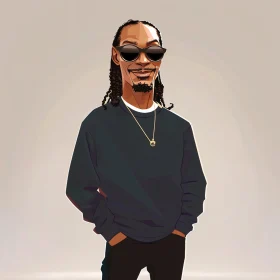 Artistic Cartoon of Snoop Dogg