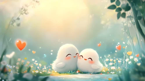 Birds in Love Cartoon