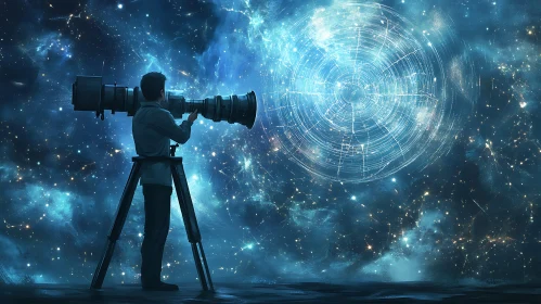 Stargazer with Telescope
