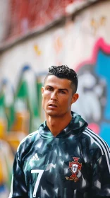 Cristiano Ronaldo in Front of Graffiti Wall