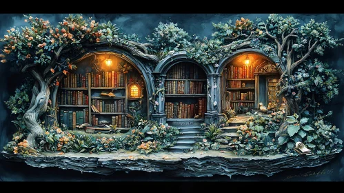 Secret Garden Library Digital Art