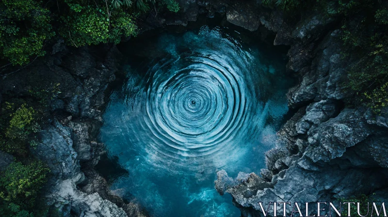 AI ART Concentric Ripples in Tranquil Blue Pond