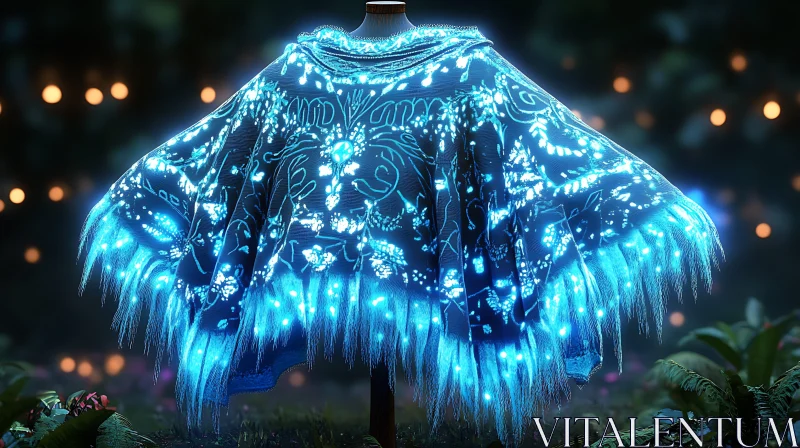 Luminous Blue Garment: A Fantasy Fashion Piece AI Image