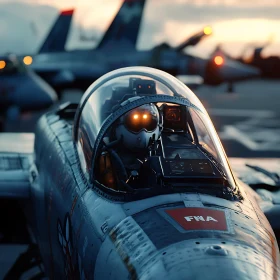 Fighter Jet Pilot in Cockpit