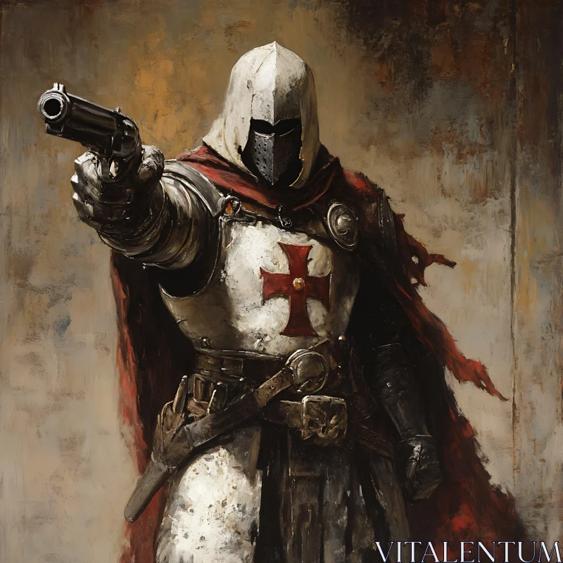 Armored Knight Holding a Firearm AI Image