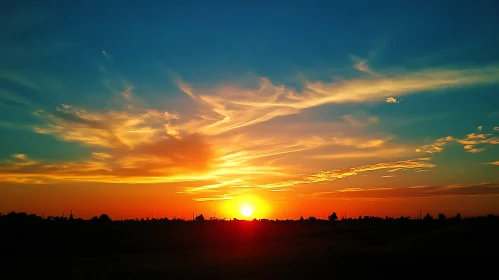 Fiery Sunset Landscape