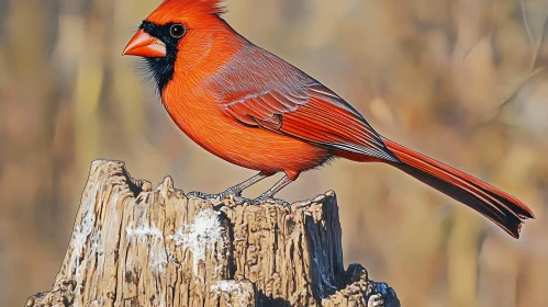 Crimson Cardinal Bird Portrait