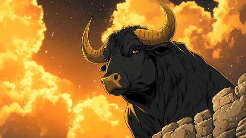 Powerful Bull at Golden Hour