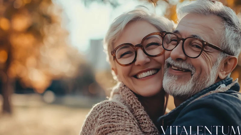 Loving Embrace: Elderly Couple's Joyful Moment AI Image