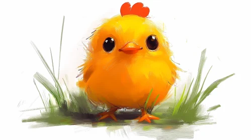 Chick in Grassy Field Art