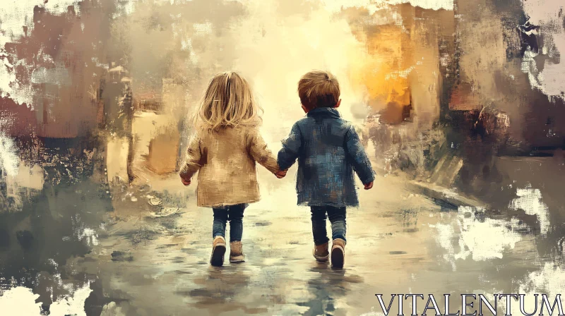 AI ART Two Kids Walking Together