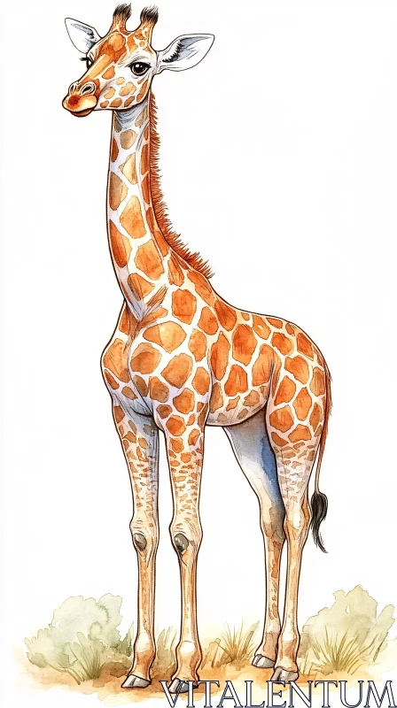 Artistic Giraffe Portrait AI Image