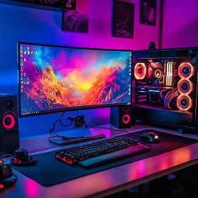 Ultimate Gaming Desk with Neon RGB Lights